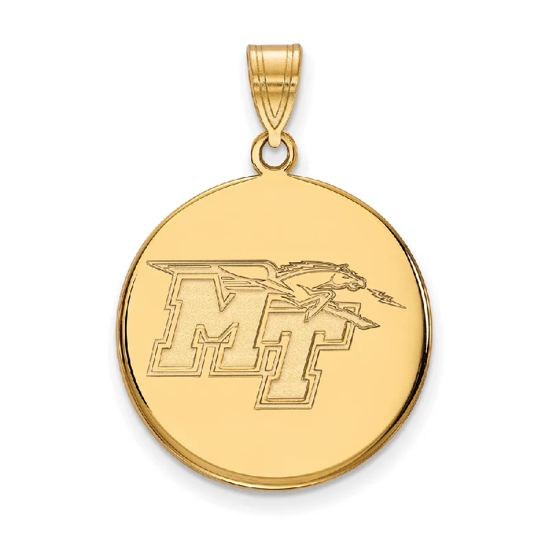 14k Gold Plated Silver Middle Tennessee State Large Disc Pendant