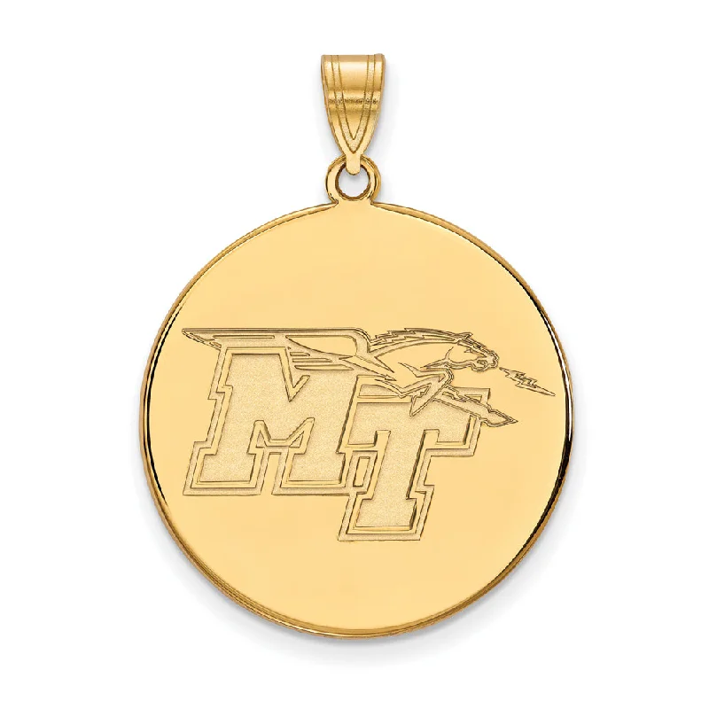 14k Gold Plated Silver Middle Tennessee State XL Disc Pendant