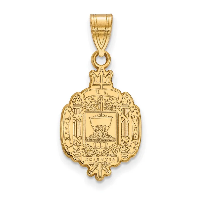 14k Gold Plated Silver U.S. Naval Academy Large Crest Pendant