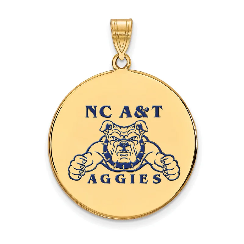 14k Gold Plated Silver North Carolina A&T XL Enamel Disc Pendant