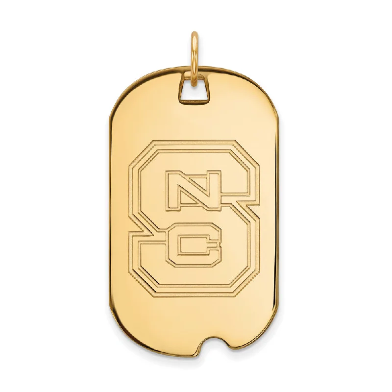 14k Gold Plated Silver North Carolina State LG 'NCS' Dog Tag Pendant