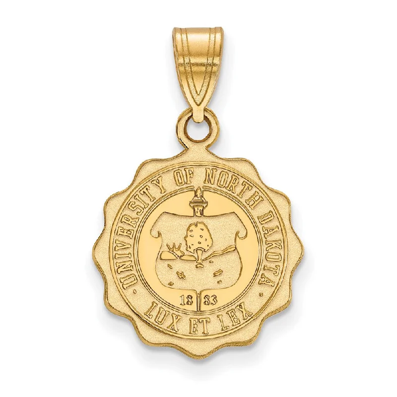 14k Gold Plated Silver North Dakota Medium Crest Pendant