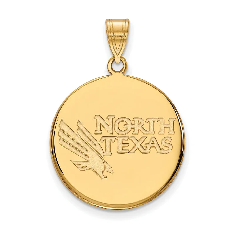 14k Gold Plated Silver North Texas Large Disc Pendant