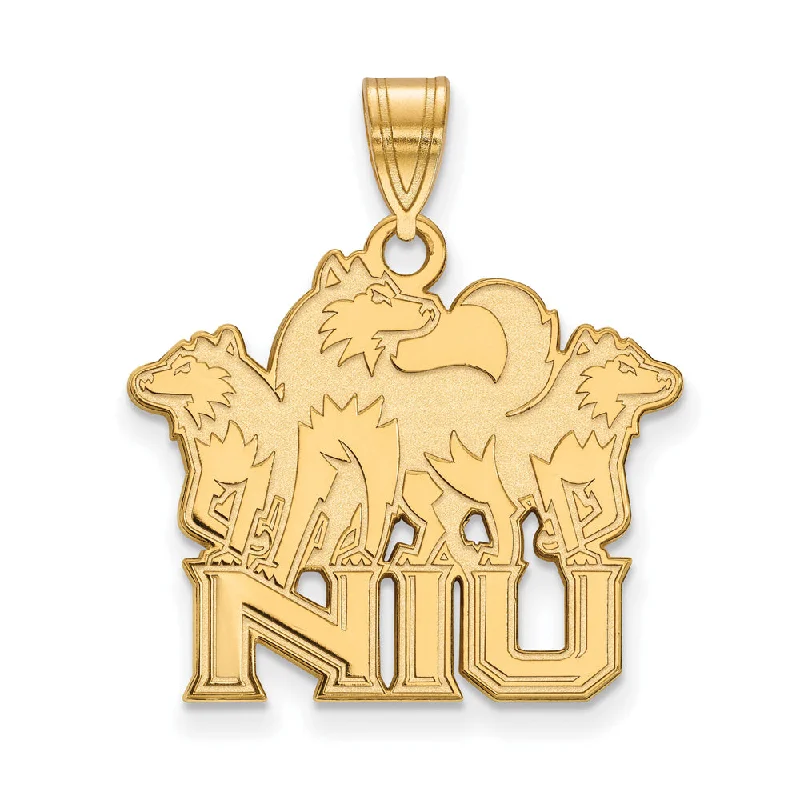 14k Gold Plated Silver Northern Illinois U. Large Logo Pendant