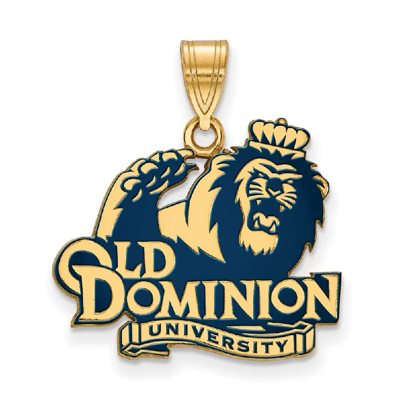 14k Gold Plated Silver Old Dominion U. Large Enamel Pendant