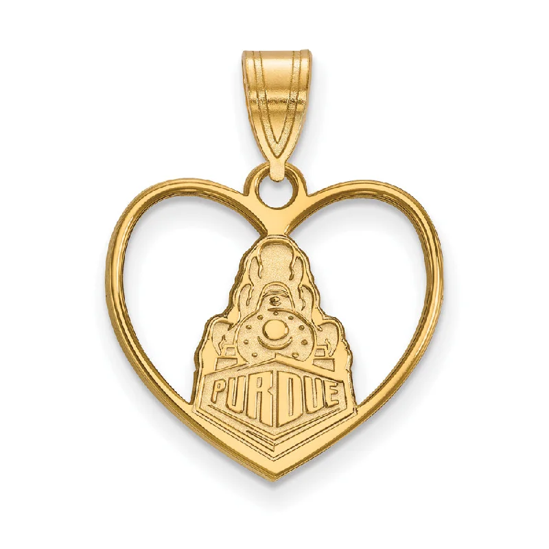 14k Gold Plated Silver Purdue Logo Heart Pendant