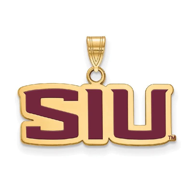 14k Gold Plated Silver Southern Illinois U. Small Enamel Pendant