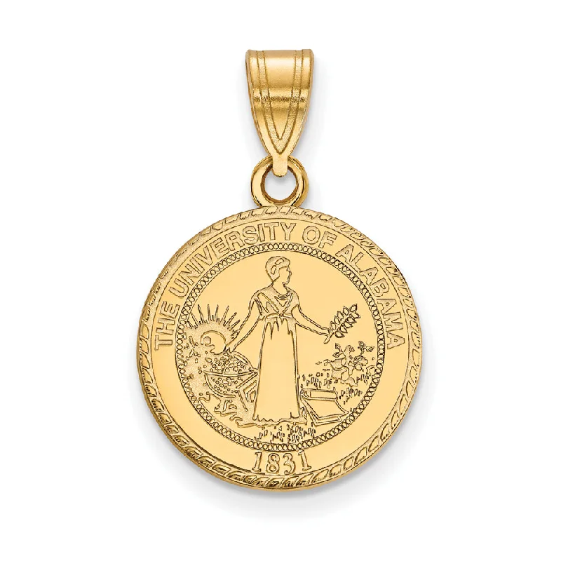 14k Gold Plated Silver U. of Alabama Medium Crest Pendant