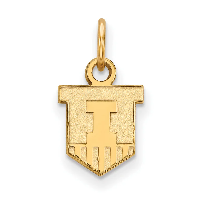 14k Gold Plated Silver U of Illinois XS (Tiny) Shield Charm or Pendant