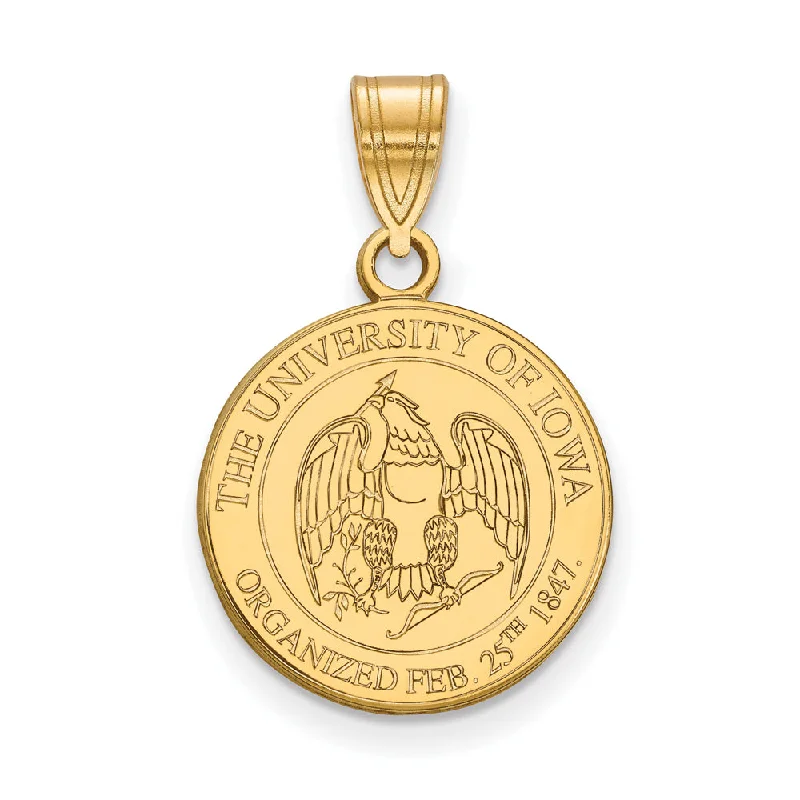 14k Gold Plated Silver U. of Iowa Medium Crest Pendant