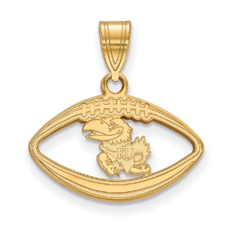 14k Gold Plated Silver U. of Kansas Football Pendant