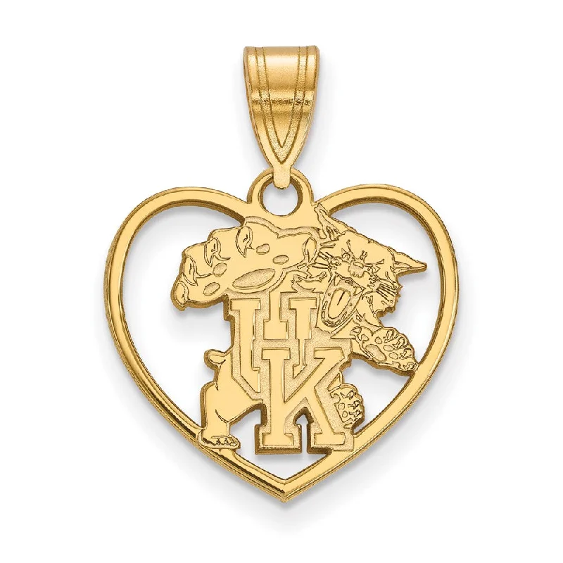 14k Gold Plated Silver U. of Kentucky Heart Pendant