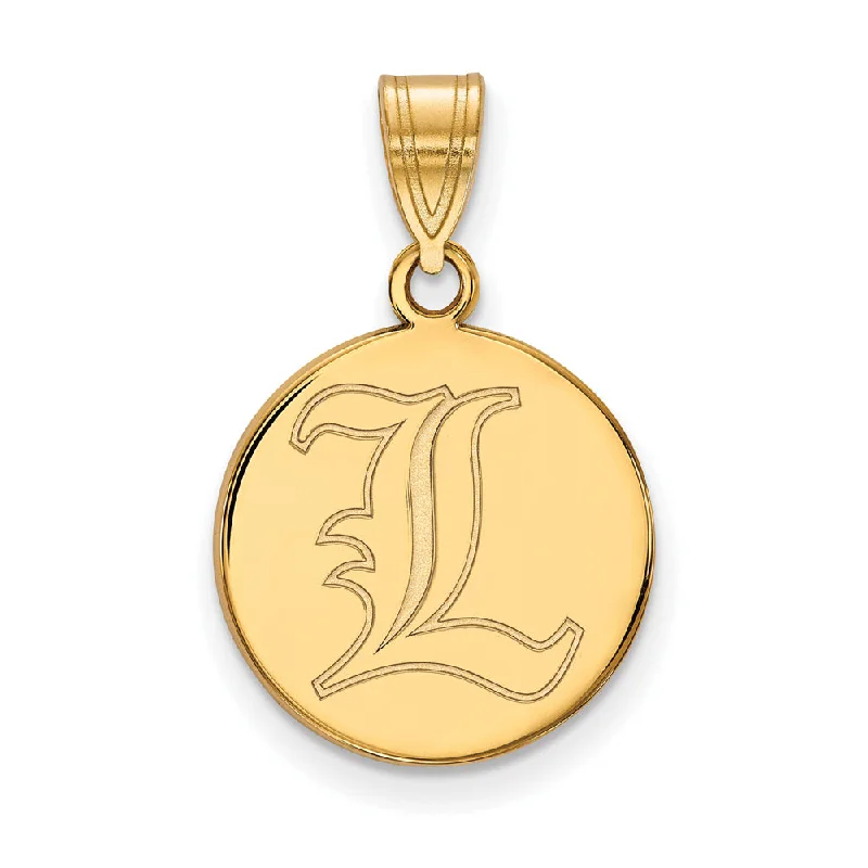 14k Gold Plated Silver U. of Louisville Medium Disc Pendant