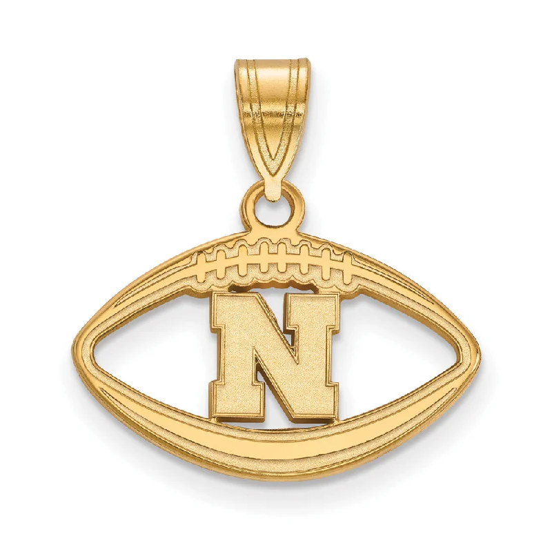 14k Gold Plated Silver U. of Nebraska Football Pendant