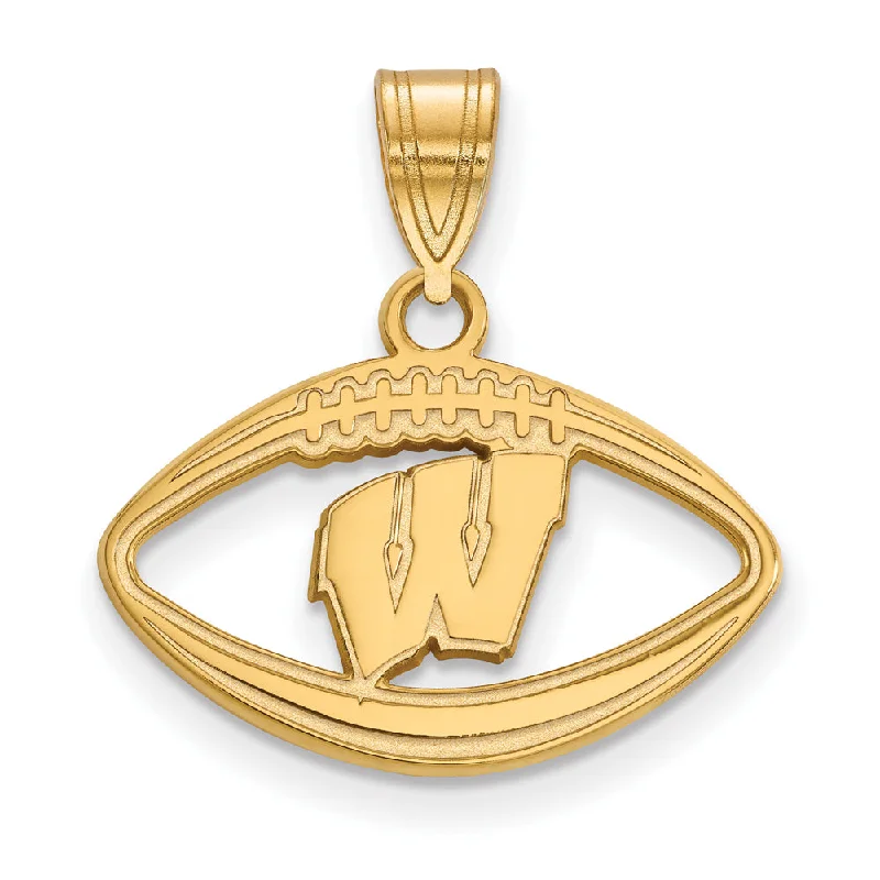 14k Gold Plated Silver U. of Wisconsin Football Pendant