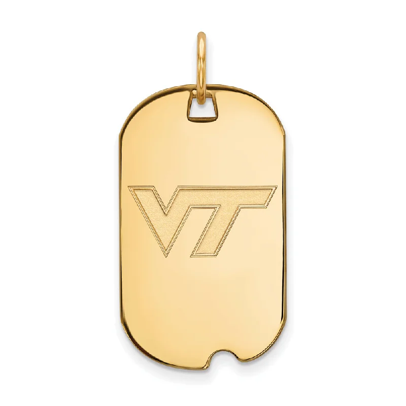 14k Gold Plated Silver Virginia Tech Logo Dog Tag Pendant