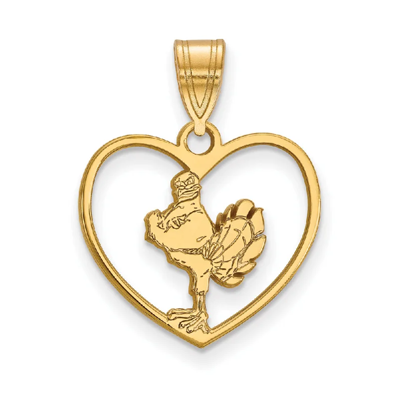 14k Gold Plated Silver Virginia Tech Mascot Logo Heart Pendant