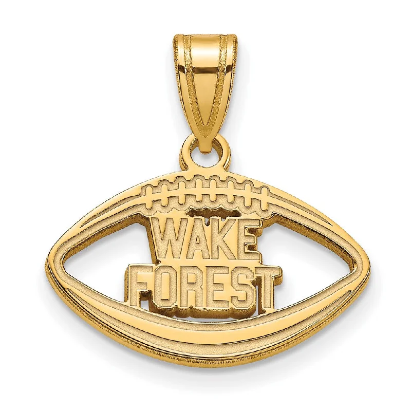 14k Gold Plated Silver Wake Forest U. Logo Football Pendant