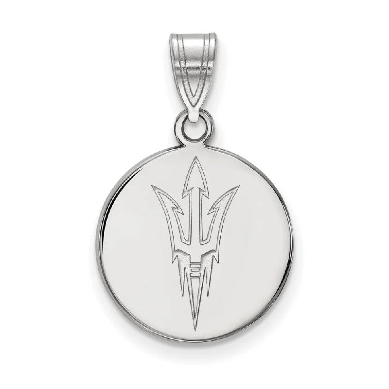 14k White Gold Arizona State Medium Disc Pendant