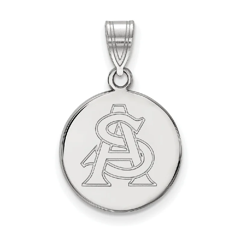 14k White Gold Arizona State Medium 'AS' Disc Pendant