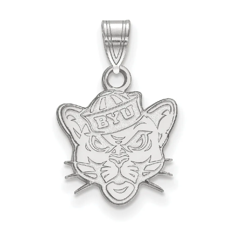 14k White Gold Brigham Young U Small Pendant