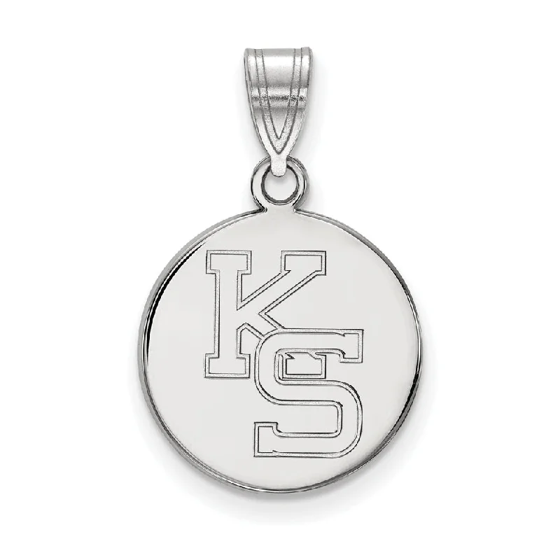 14k White Gold Kansas State Medium Pendant