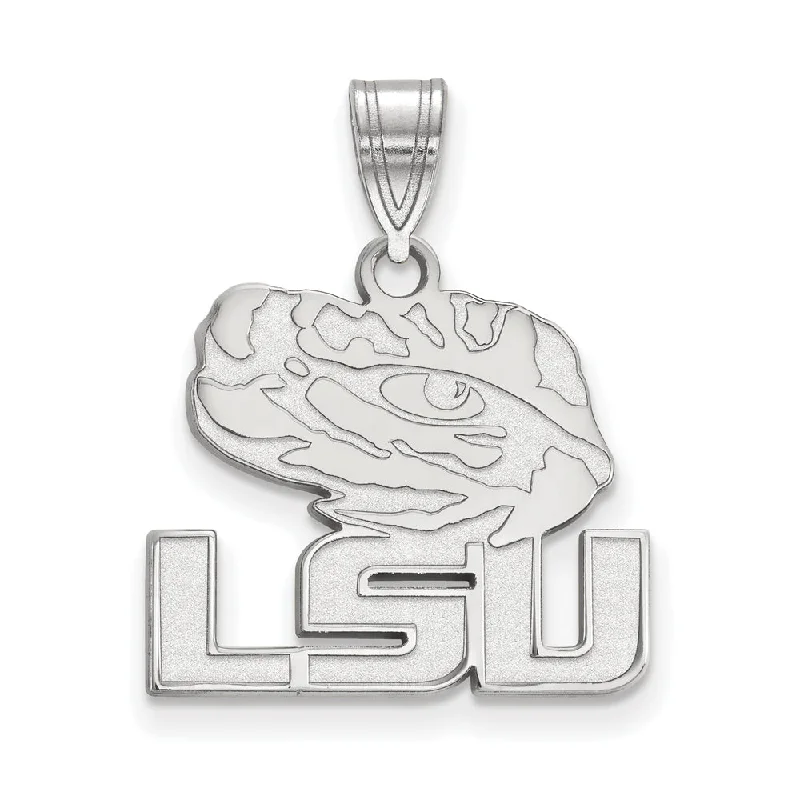 14k White Gold Louisiana State Medium 'LSU' Mascot Pendant