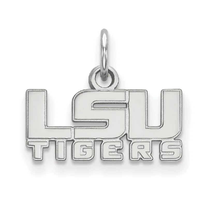 14k White Gold Louisiana State XS (Tiny) 'LSU TIGERS' Charm or Pendant