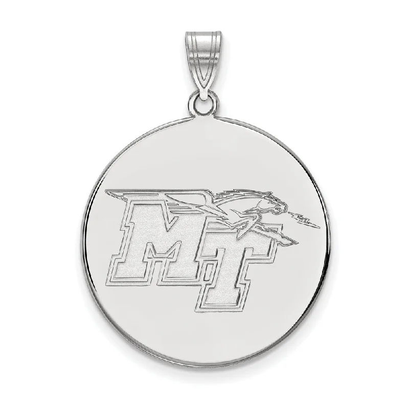 14k White Gold Middle Tennessee State XL Disc Pendant