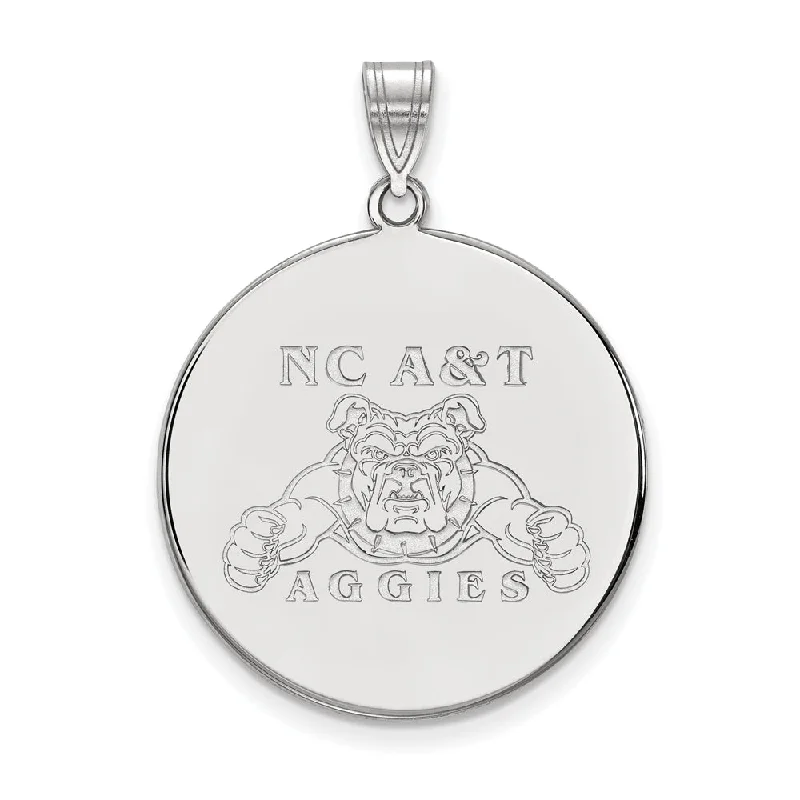 14k White Gold North Carolina A&T XL Disc Pendant