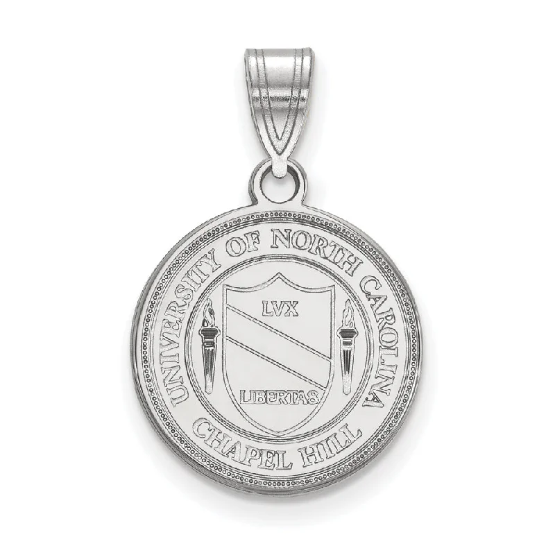 14k White Gold North Carolina Medium Crest Pendant