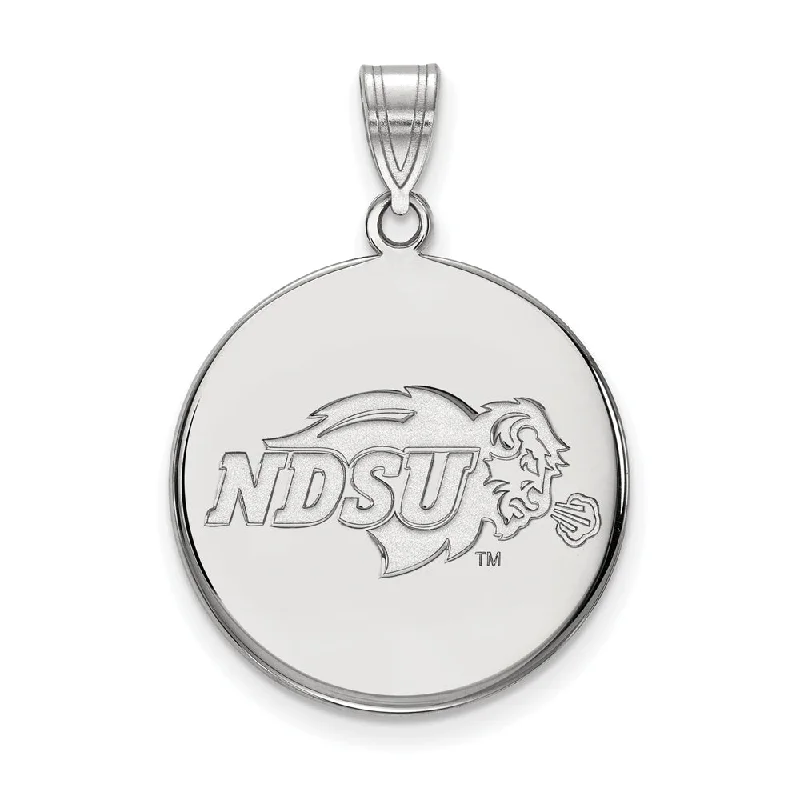 14k White Gold North Dakota State Large Disc Pendant