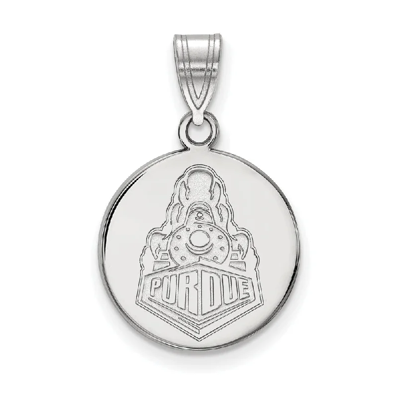 14k White Gold Purdue Medium Logo Disc Pendant