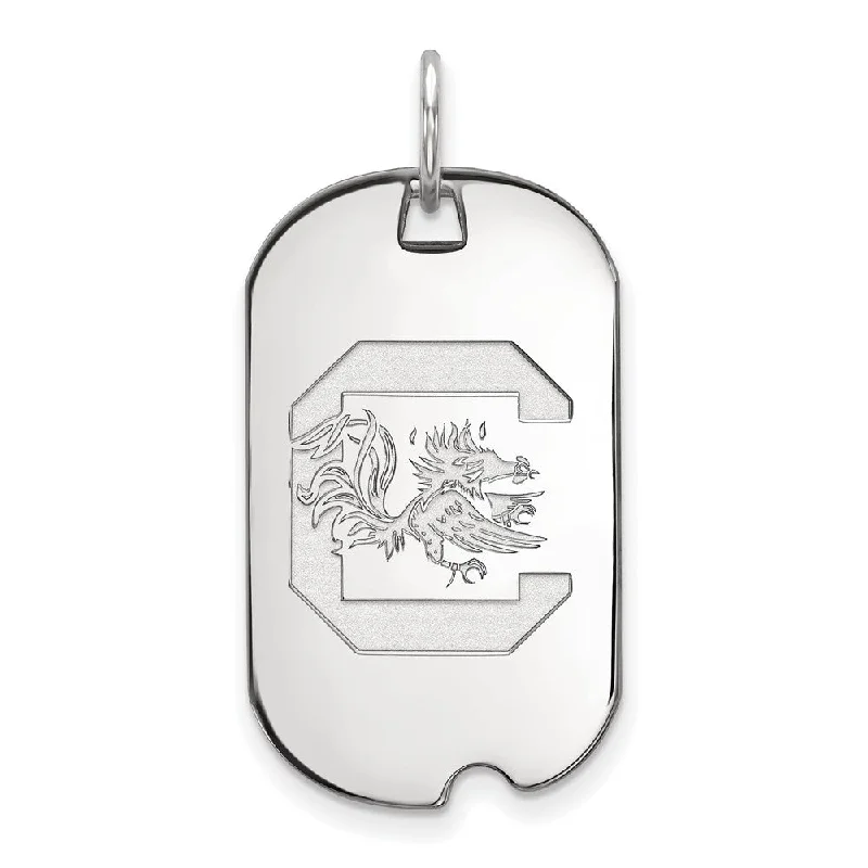 14k White Gold South Carolina Dog Tag Pendant