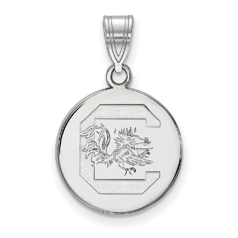 14k White Gold South Carolina Medium Disc Pendant