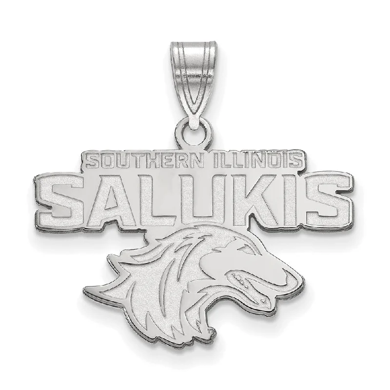 14k White Gold Southern Illinois U. Medium Pendant