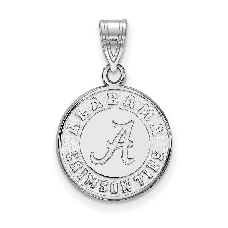 14k White Gold U. of Alabama Medium Disc Pendant