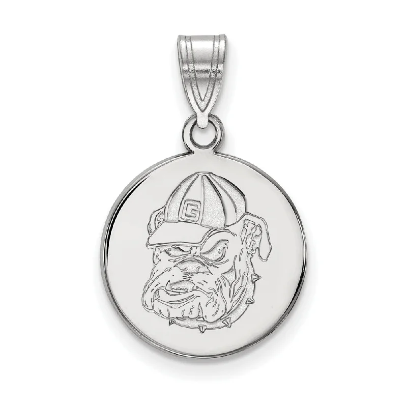 14k White Gold U. of Georgia Medium Mascot Disc Pendant