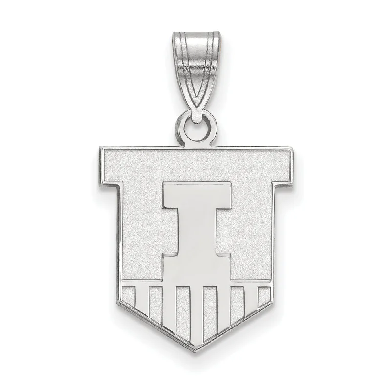 14k White Gold U. of Illinois Medium Shield Pendant