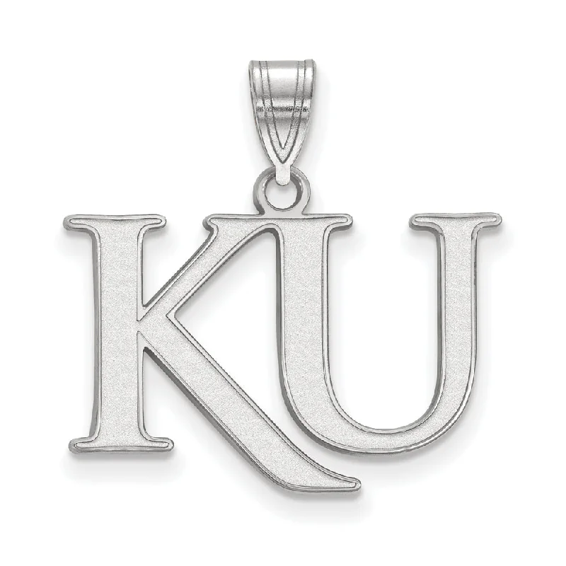 14k White Gold U. of Kansas Medium 'KU' Pendant