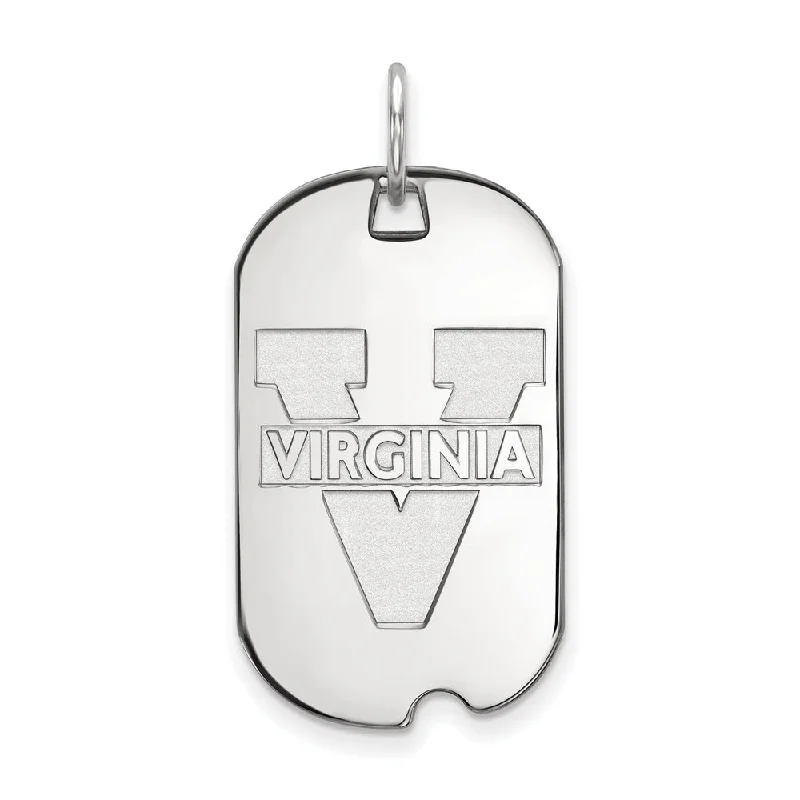 14k White Gold U. of Virginia 'V' Logo Dog Tag Pendant