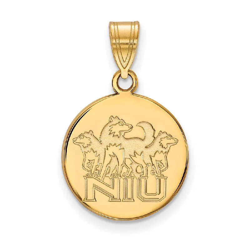 14k Yellow Gold Northern Illinois U. Medium Disc Pendant