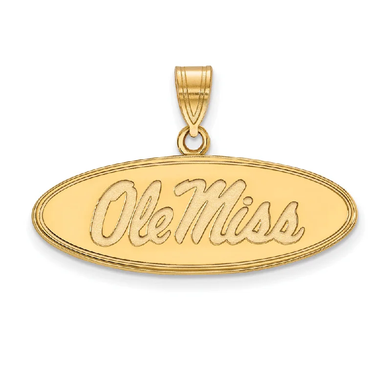 14k Yellow Gold U. of Mississippi Medium Oval 'Ole Miss' Pendant