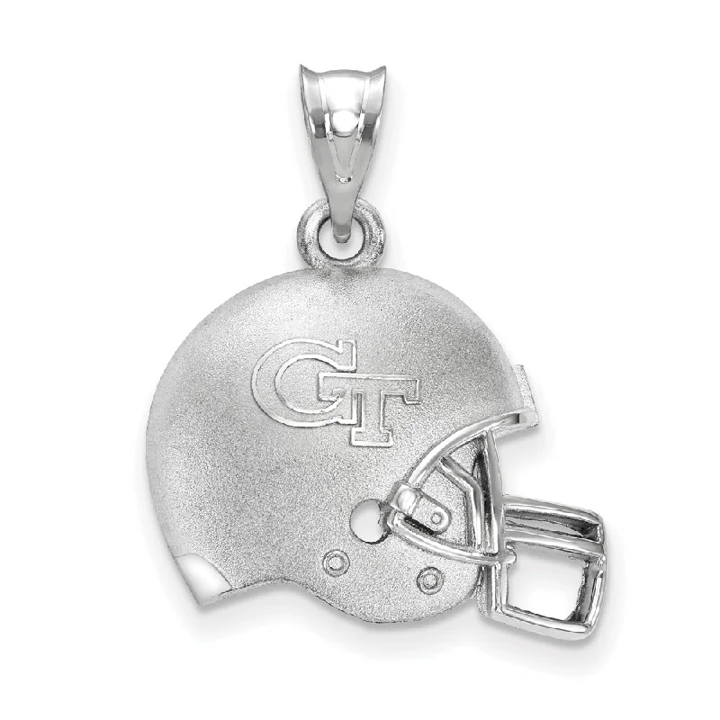 Sterling Silver Georgia Tech 3D Football Helmet w Logo Pendant