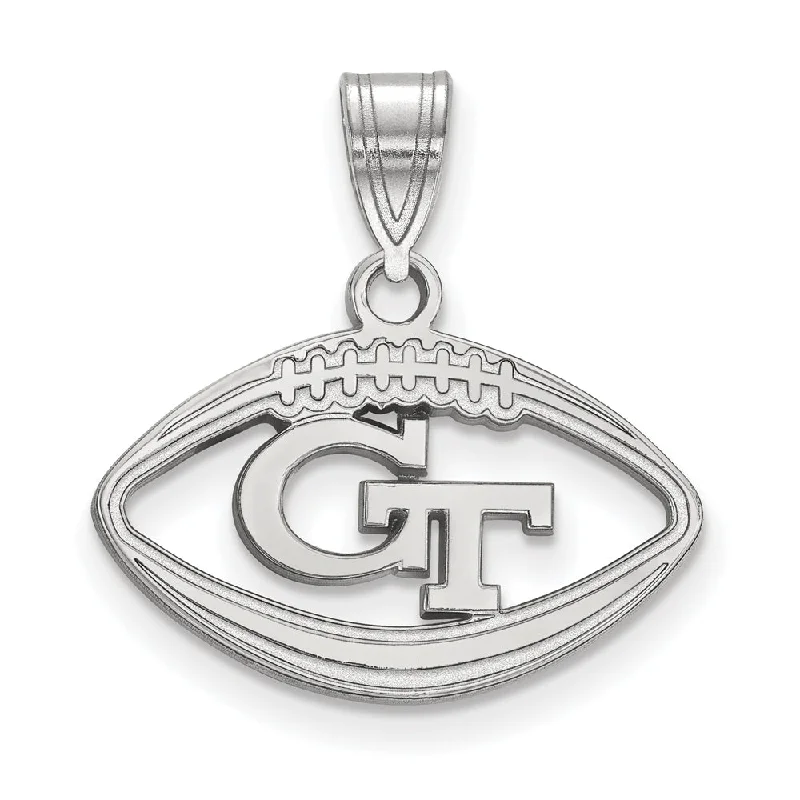 Sterling Silver Georgia Technology Football Pendant