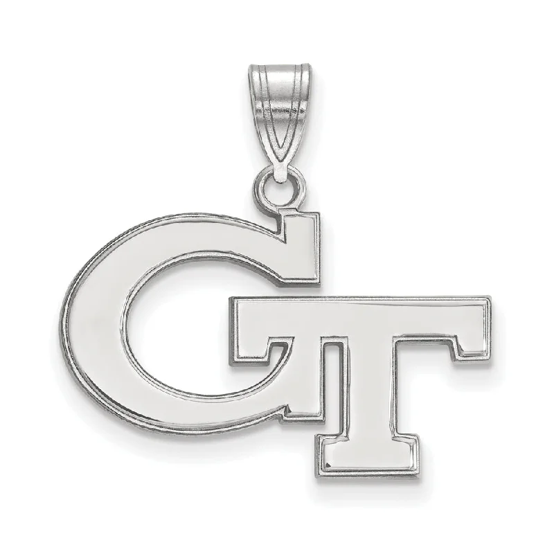 Sterling Silver Georgia Technology Medium 'GT' Pendant