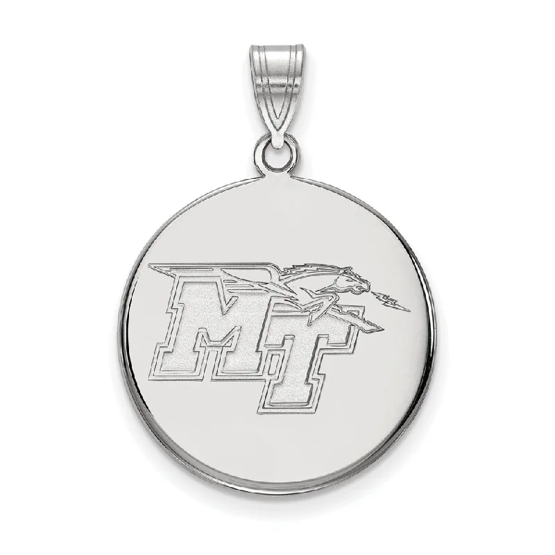 Sterling Silver Middle Tennessee State Large Disc Pendant