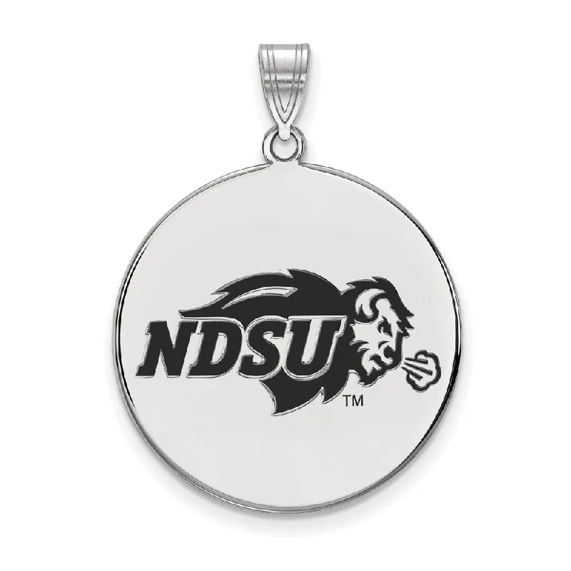 Sterling Silver North Dakota State XL Enamel Disc Pendant