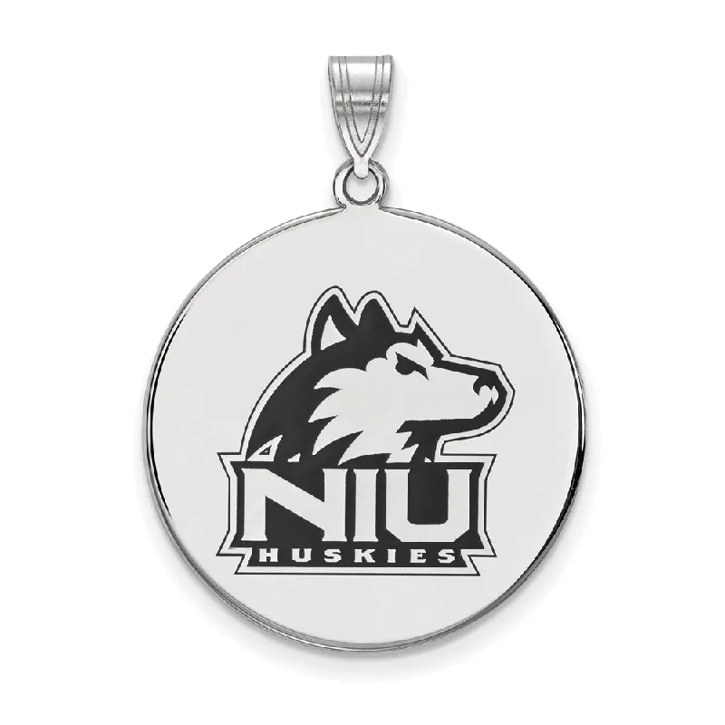 Sterling Silver Northern Illinois U. XL Enamel Disc Pendant