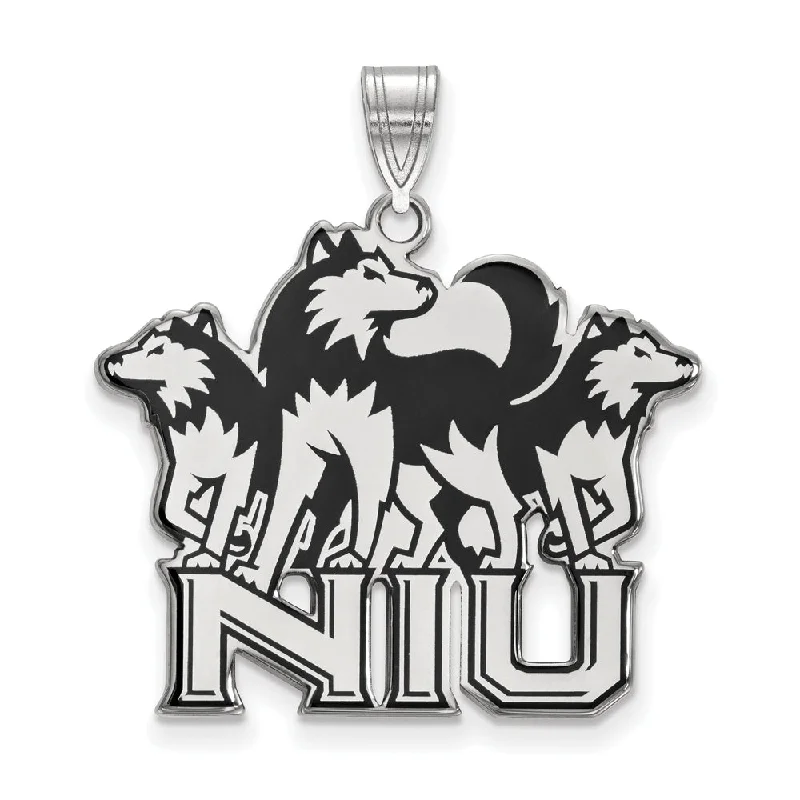 Sterling Silver Northern Illinois U. XL Enamel Pendant